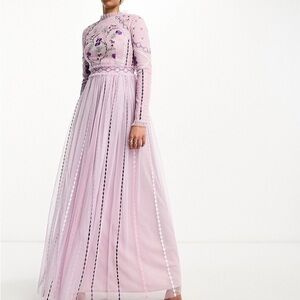 Elegant Lavender Embroidered Gown